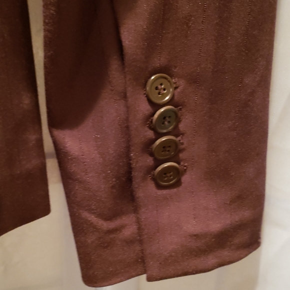 H&M BROWN 2-BUTTON POLY/RAYON BLAZER SZ 6 - Picture 7 of 8